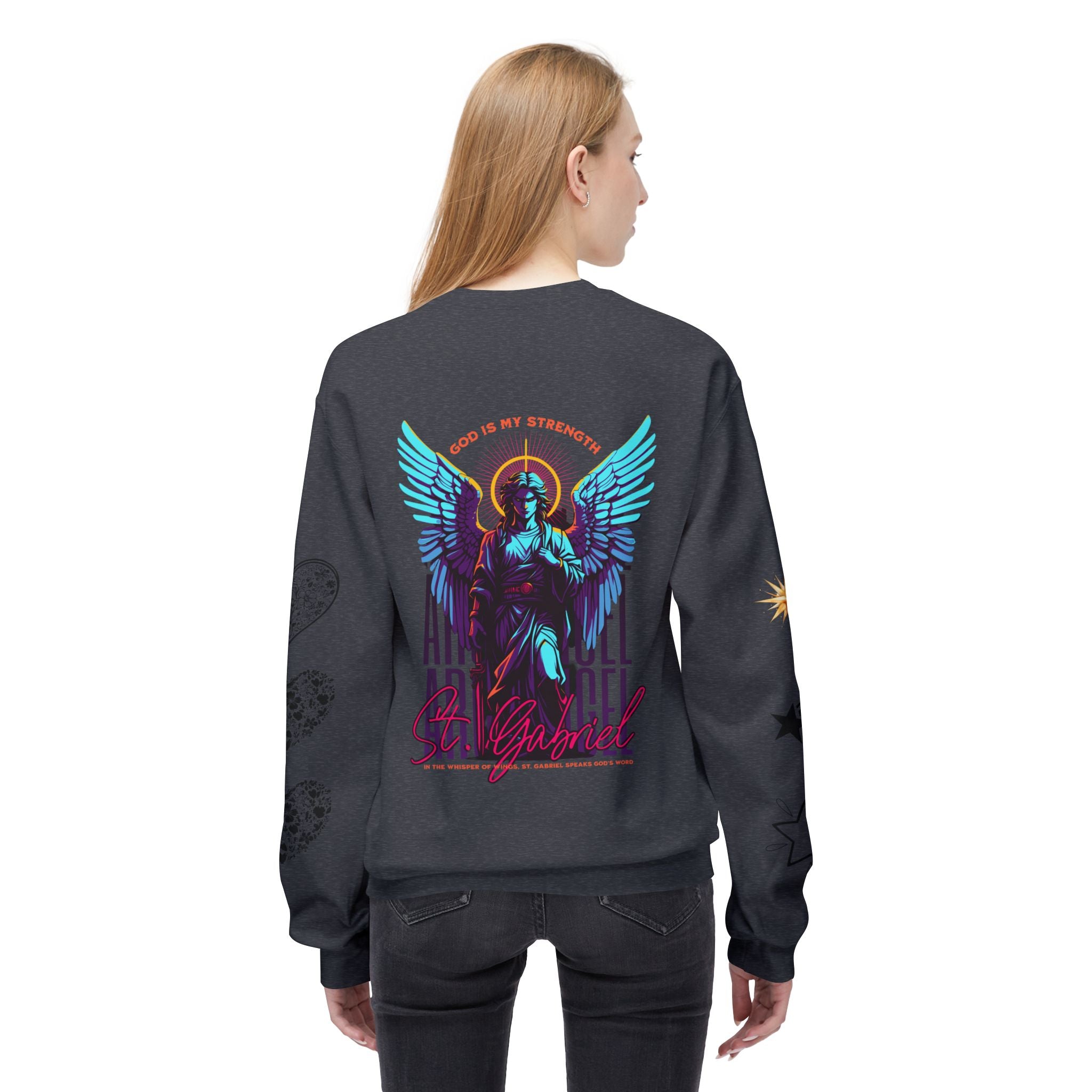 Christmas Angel Sweatshirt — Festive Santa & Guardian Angel Holiday Crewneck