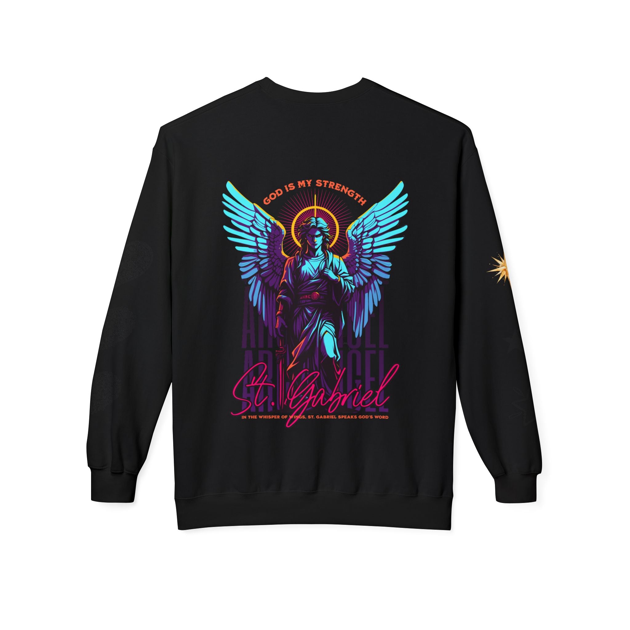 Christmas Angel Sweatshirt — Festive Santa & Guardian Angel Holiday Crewneck