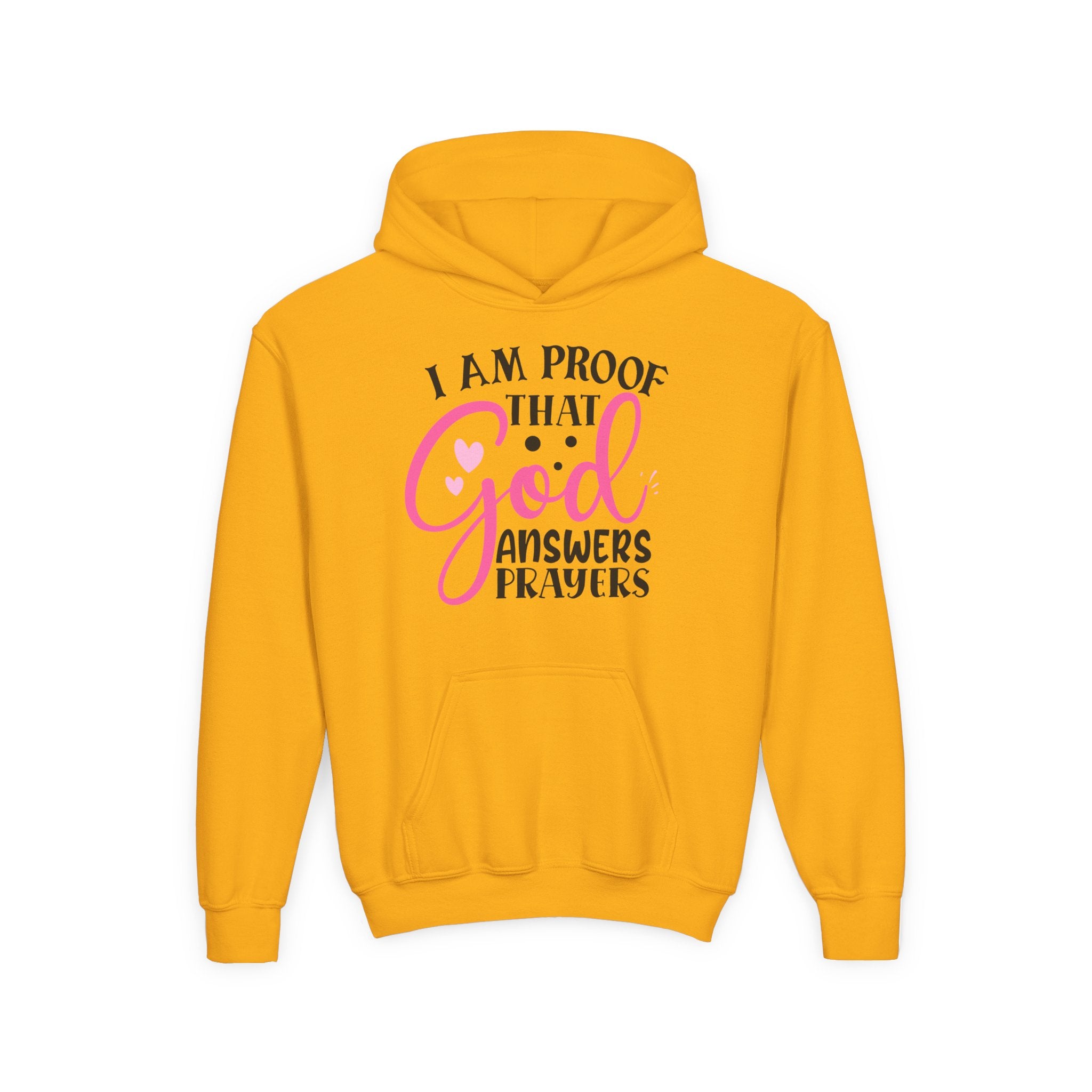 Youth Hooded Sweatshirt - Proof that God Answers Prayers, Religious Gift, Comfortable Hoodie, Faith-Based Apparel, Unique Youth Clothing