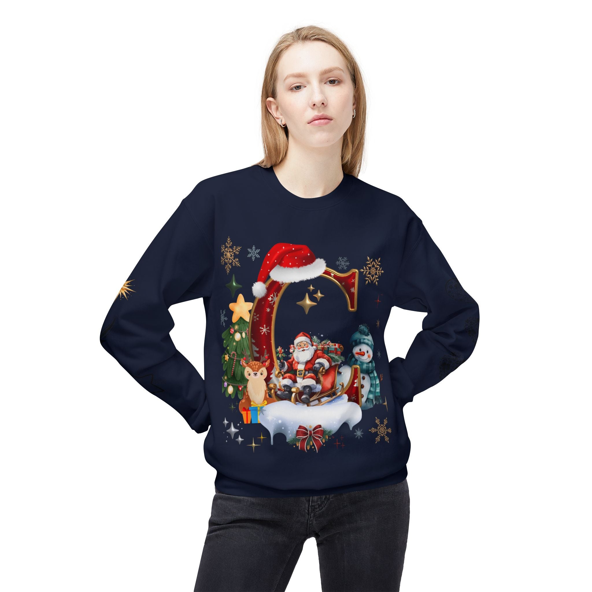 Christmas Angel Sweatshirt — Festive Santa & Guardian Angel Holiday Crewneck