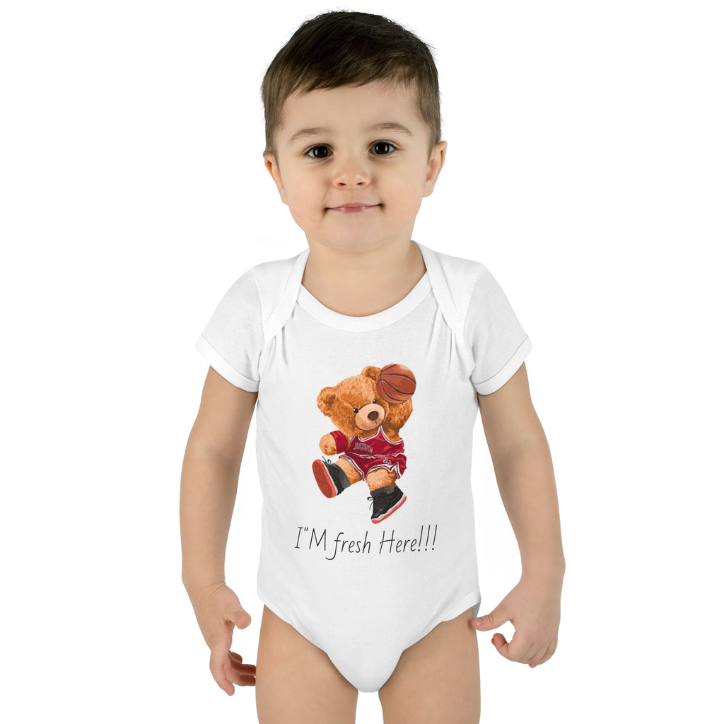 Cute Baby Bodysuit with Teddy Bear and Butterfly Print, Infant Gift, Newborn Outfit, Baby Shower Present, Spring Fashion