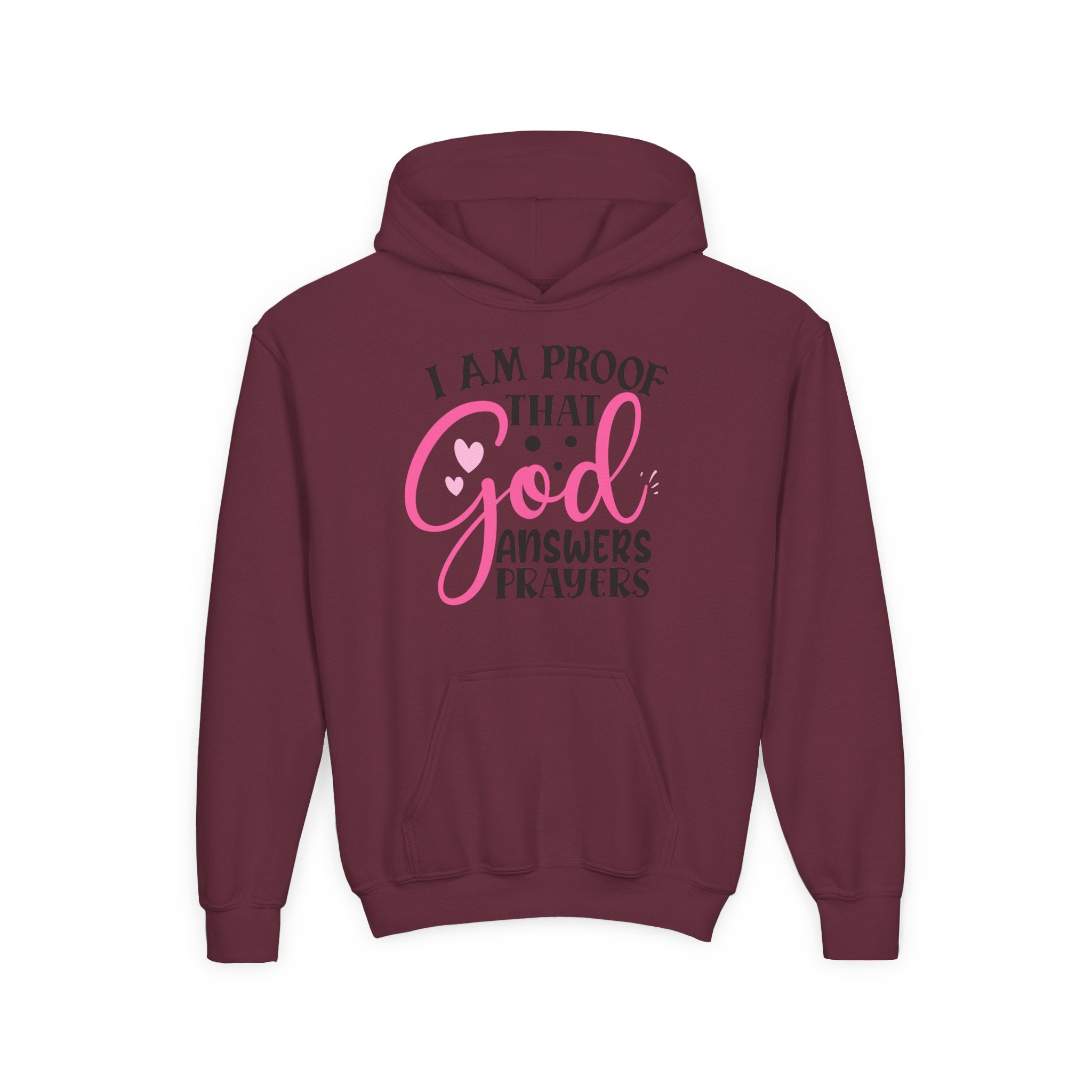 Youth Hooded Sweatshirt - Proof that God Answers Prayers, Religious Gift, Comfortable Hoodie, Faith-Based Apparel, Unique Youth Clothing