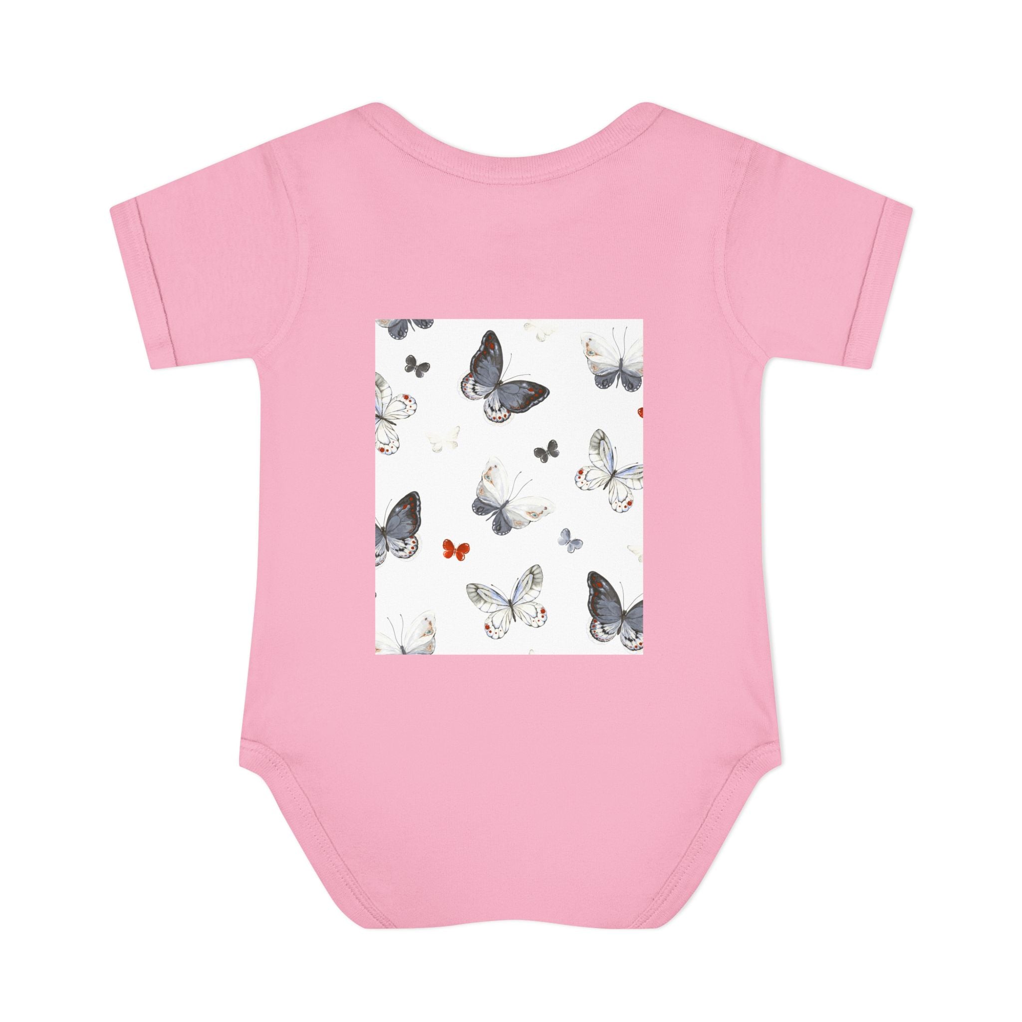 Cute Baby Bodysuit with Teddy Bear and Butterfly Print, Infant Gift, Newborn Outfit, Baby Shower Present, Spring Fashion