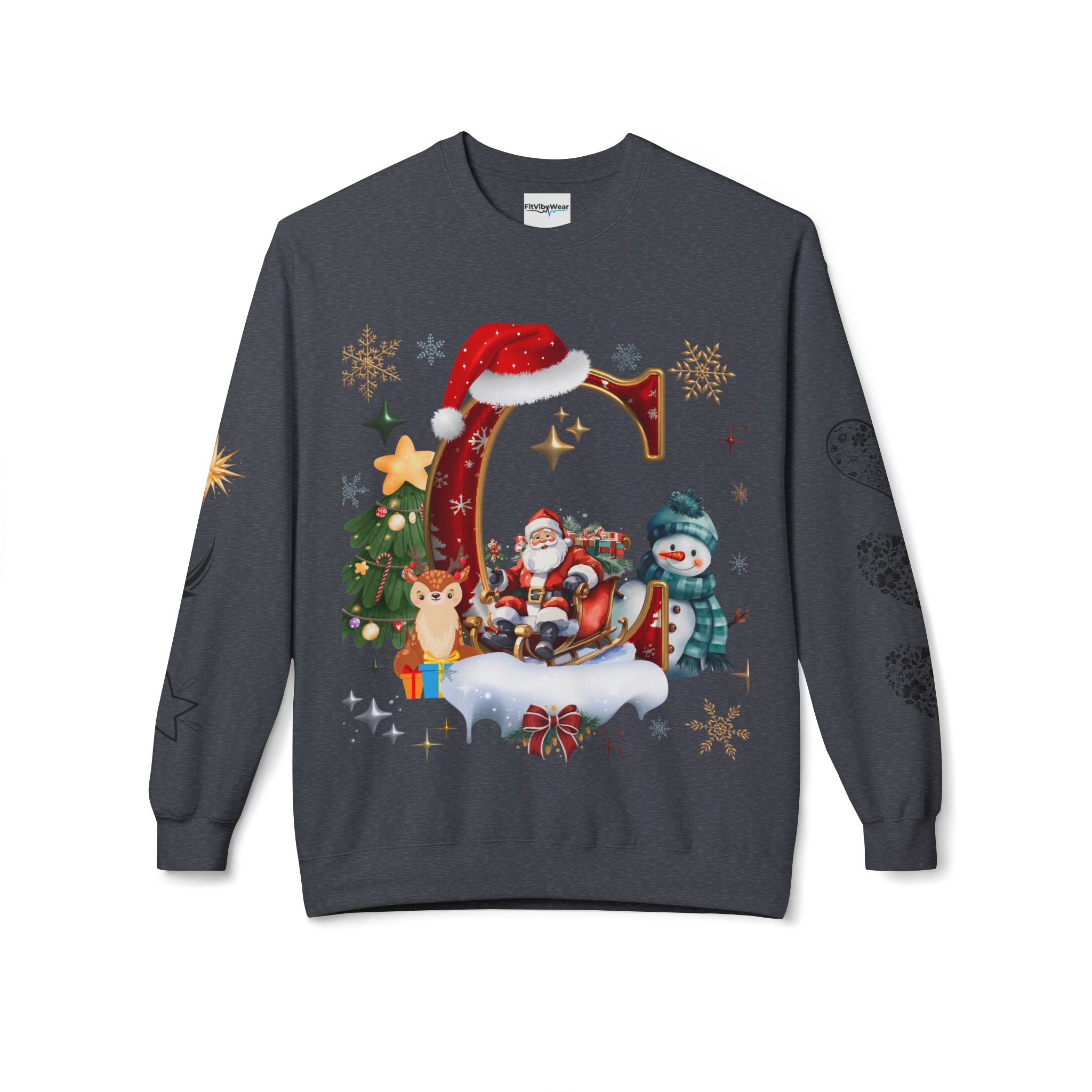 Christmas Angel Sweatshirt — Festive Santa & Guardian Angel Holiday Crewneck