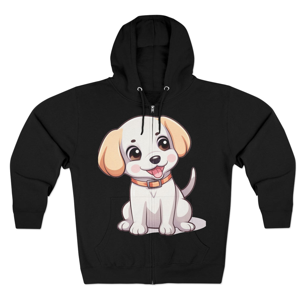 Zip Hoodie — Cute Puppy Front & "Football Vibes Only" Back | Playful Dog Lover Zip-Up for Game Days