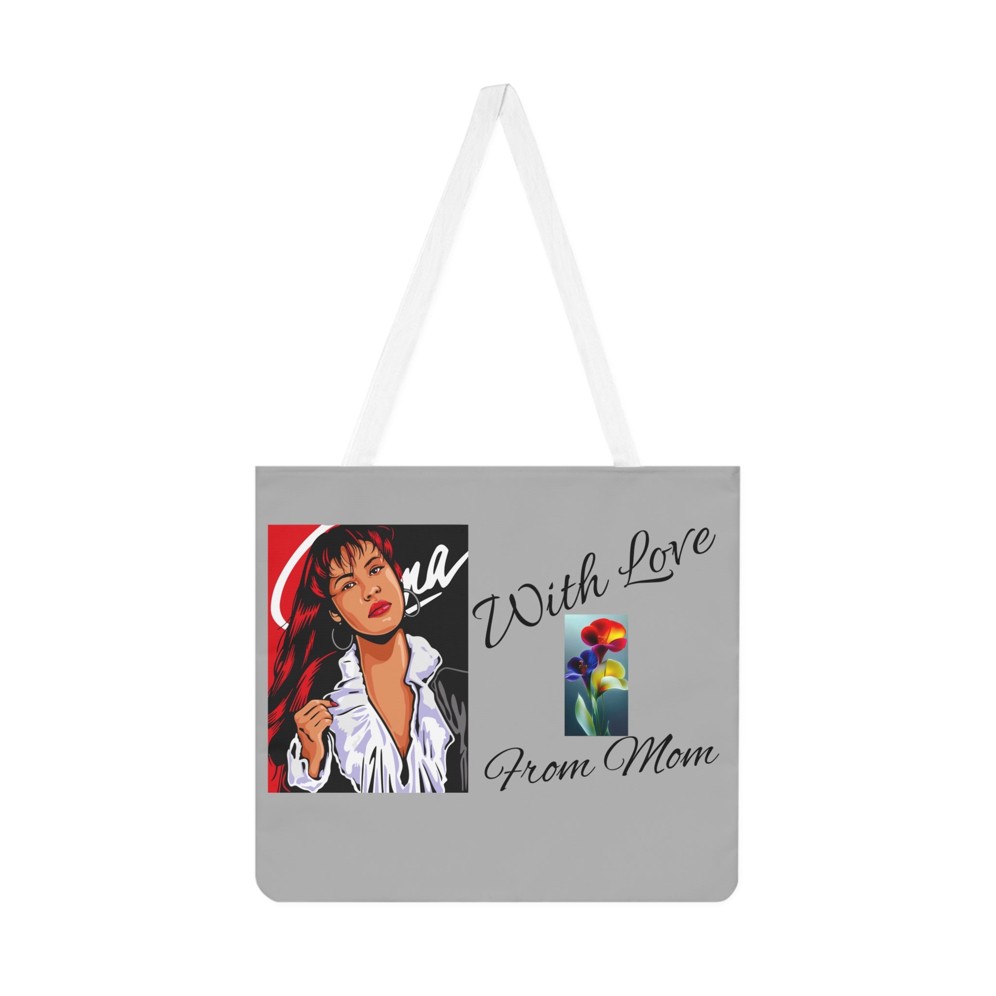 Love-Themed Shoulder Tote Bag, Cute Everyday Carryall, Gift for Mom, Valentine's Day Accessory, Floral Heart Design