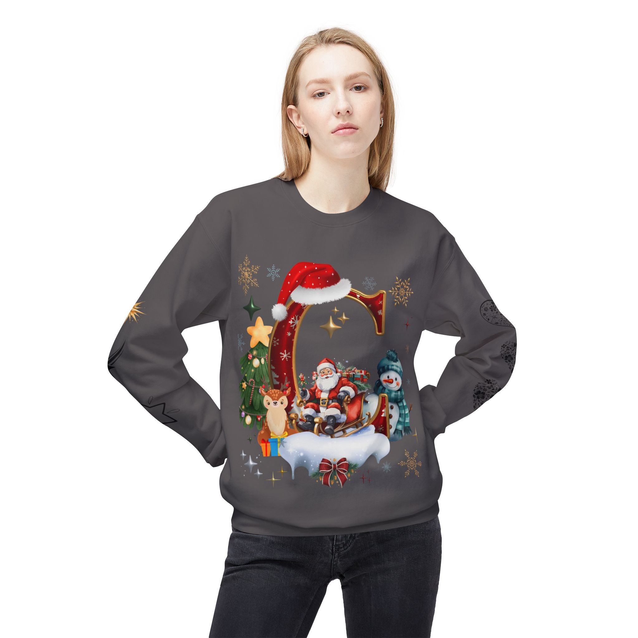 Christmas Angel Sweatshirt — Festive Santa & Guardian Angel Holiday Crewneck