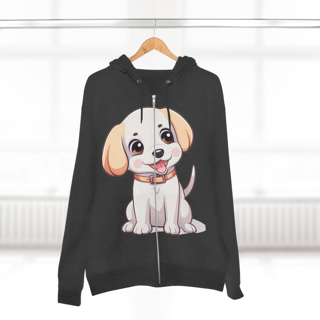 Zip Hoodie — Cute Puppy Front & "Football Vibes Only" Back | Playful Dog Lover Zip-Up for Game Days