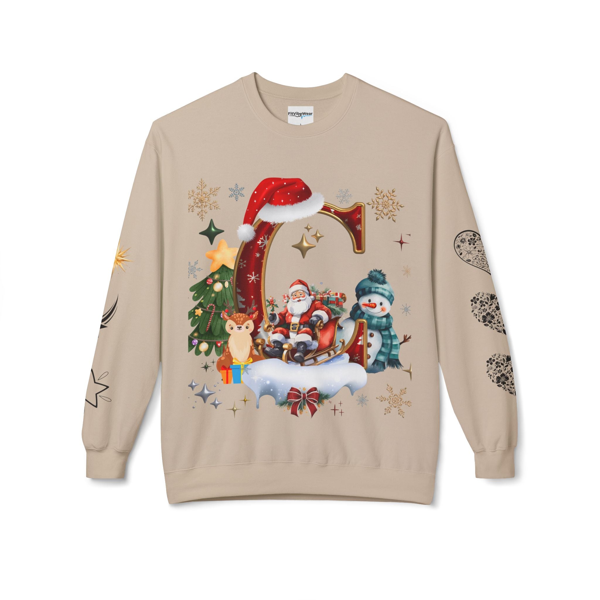 Christmas Angel Sweatshirt — Festive Santa & Guardian Angel Holiday Crewneck
