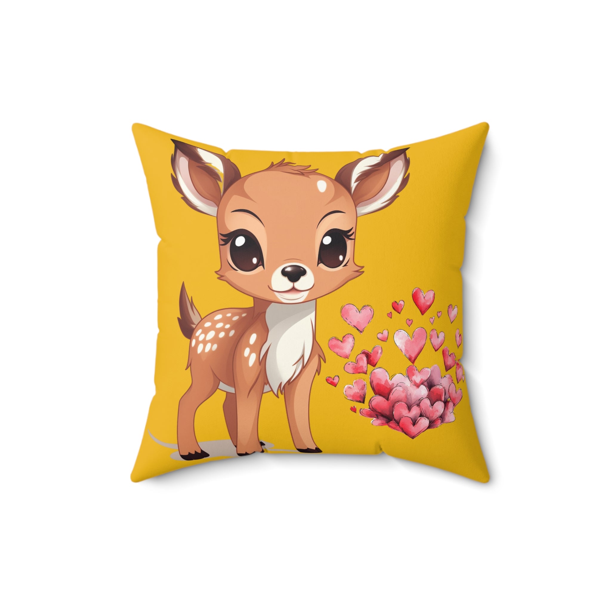 Colorful Floral & Cute Deer Throw Pillow - Decorative Cushion, Home Decor, Gift for Animal Lovers, Floral Accent, Cozy Living Room