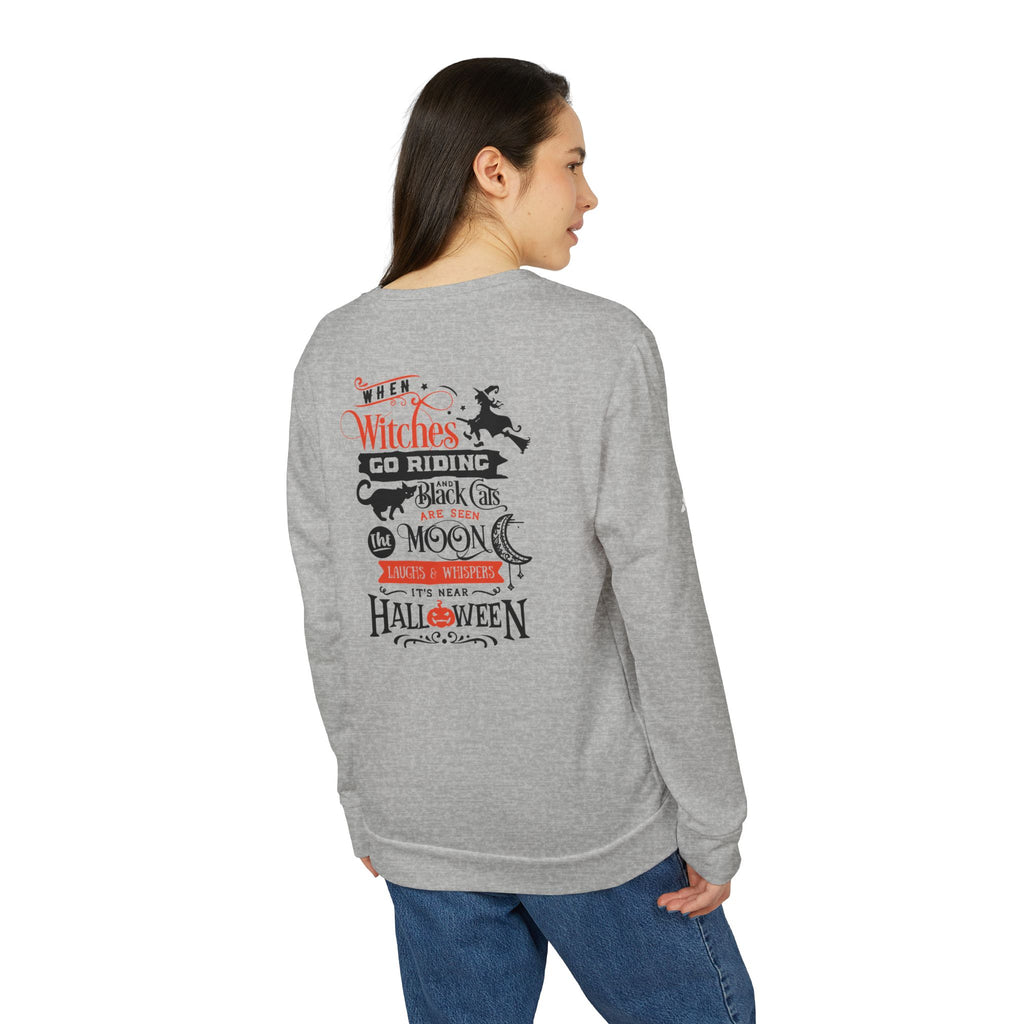 Halloween-Themed Unisex Fleece Crewneck Sweatshirt, Cozy Fall Apparel, Spooky Crew, Gift for Witches, October Celebration