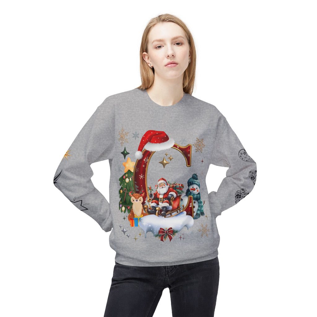 Christmas Angel Sweatshirt — Festive Santa & Guardian Angel Holiday Crewneck