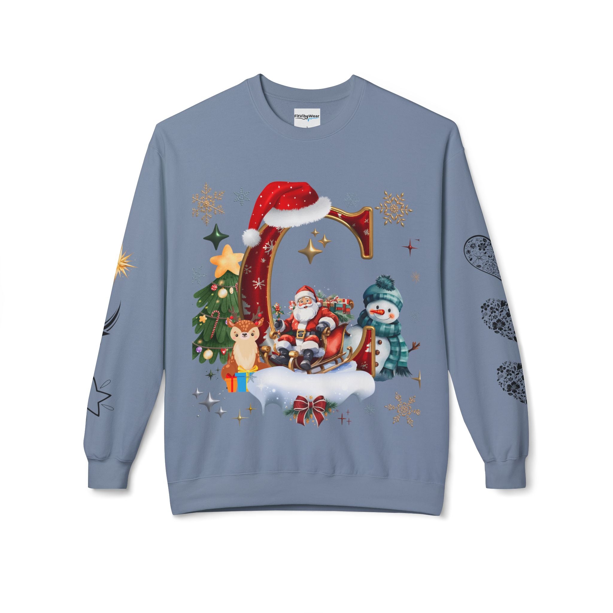 Christmas Angel Sweatshirt — Festive Santa & Guardian Angel Holiday Crewneck