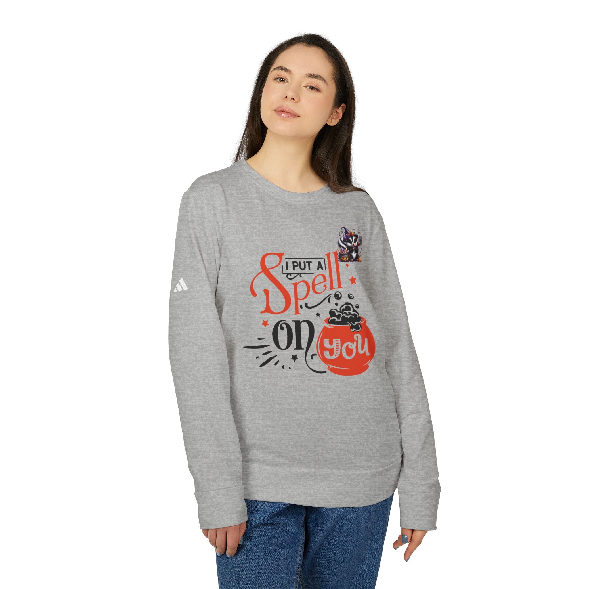 Halloween-Themed Unisex Fleece Crewneck Sweatshirt, Cozy Fall Apparel, Spooky Crew, Gift for Witches, October Celebration