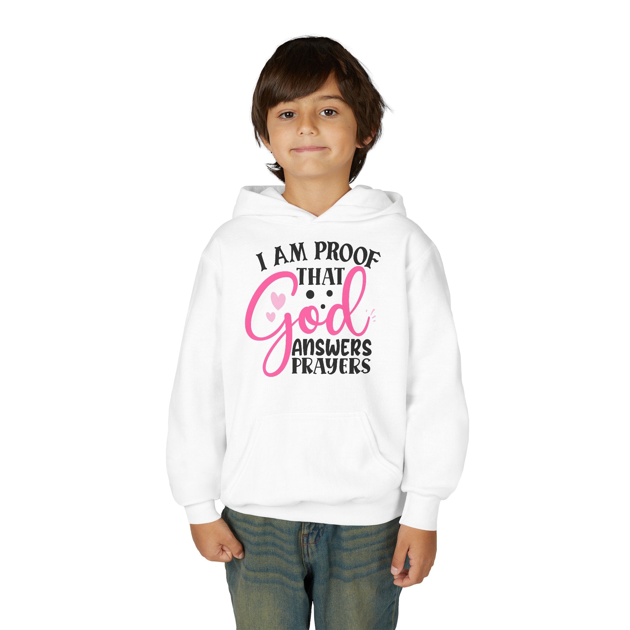 Youth Hooded Sweatshirt - Proof that God Answers Prayers, Religious Gift, Comfortable Hoodie, Faith-Based Apparel, Unique Youth Clothing