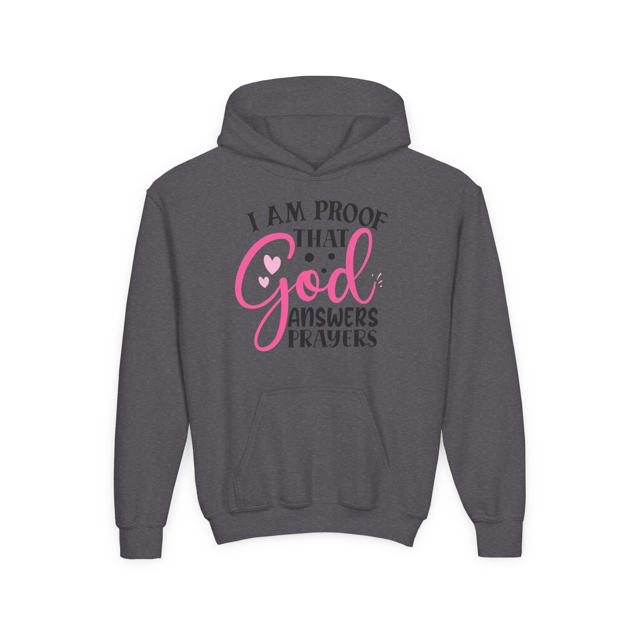 Youth Hooded Sweatshirt - Proof that God Answers Prayers, Religious Gift, Comfortable Hoodie, Faith-Based Apparel, Unique Youth Clothing