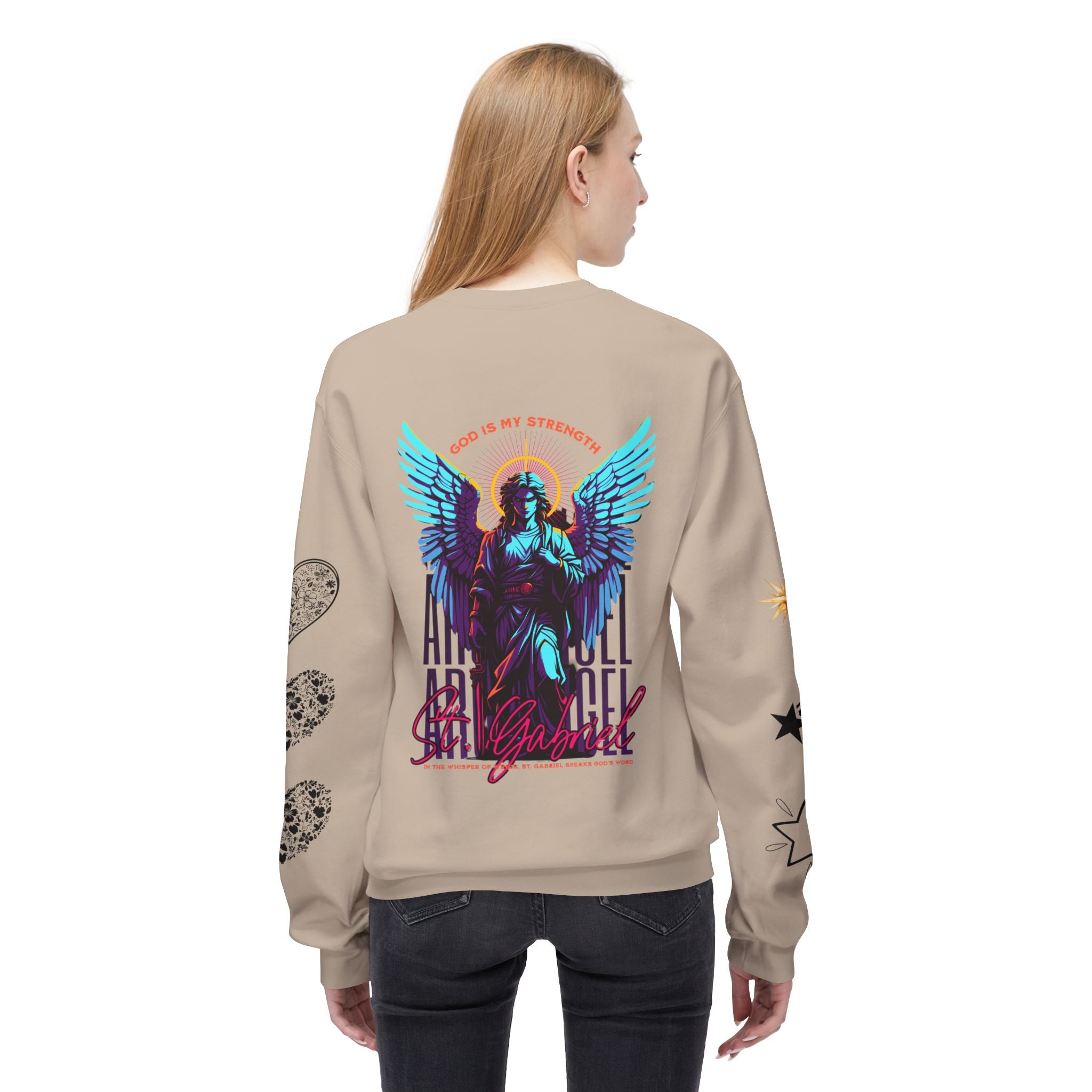 Christmas Angel Sweatshirt — Festive Santa & Guardian Angel Holiday Crewneck