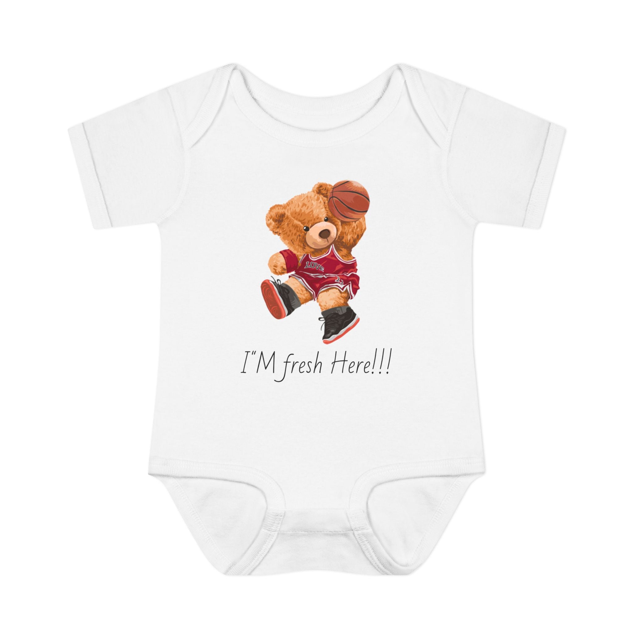 Cute Baby Bodysuit with Teddy Bear and Butterfly Print, Infant Gift, Newborn Outfit, Baby Shower Present, Spring Fashion
