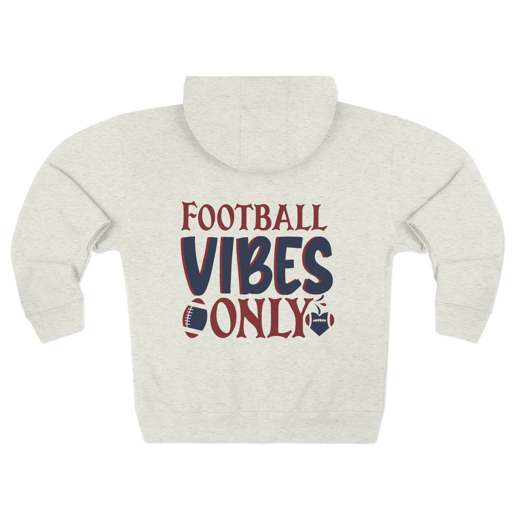 Zip Hoodie — Cute Puppy Front & "Football Vibes Only" Back | Playful Dog Lover Zip-Up for Game Days
