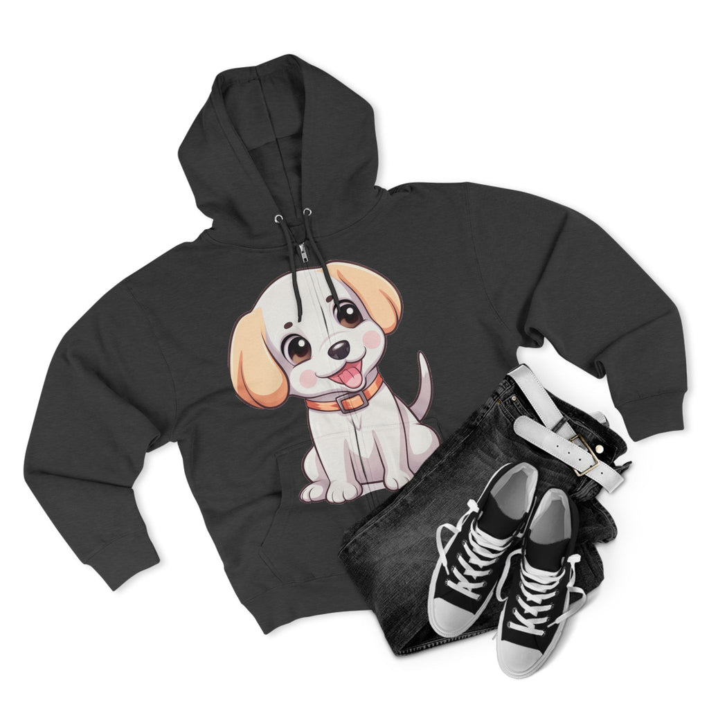 Zip Hoodie — Cute Puppy Front & "Football Vibes Only" Back | Playful Dog Lover Zip-Up for Game Days