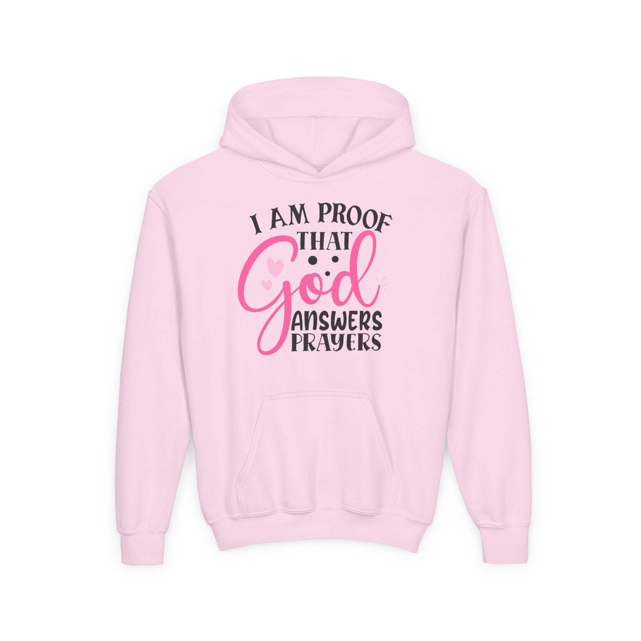 Youth Hooded Sweatshirt - Proof that God Answers Prayers, Religious Gift, Comfortable Hoodie, Faith-Based Apparel, Unique Youth Clothing
