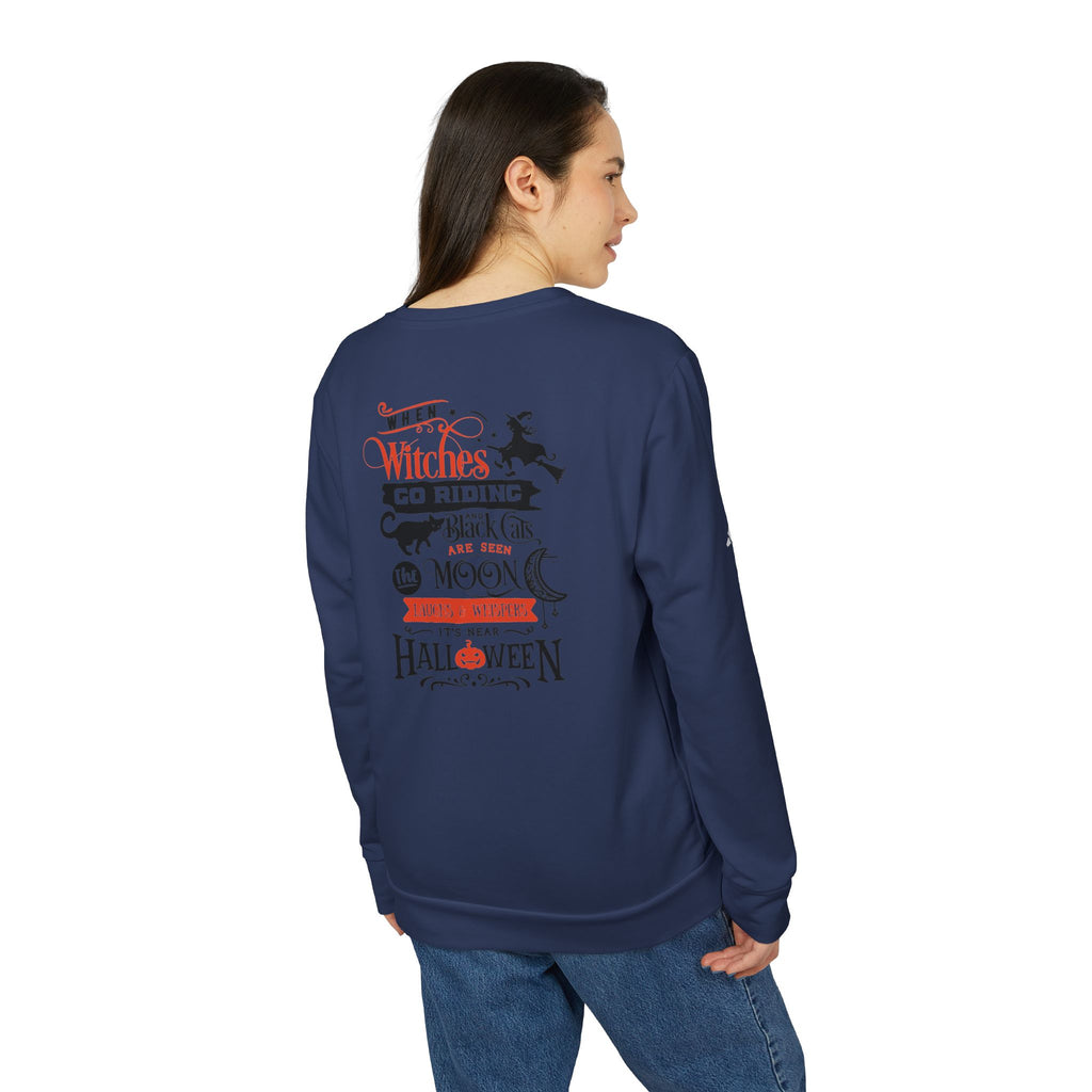 Halloween-Themed Unisex Fleece Crewneck Sweatshirt, Cozy Fall Apparel, Spooky Crew, Gift for Witches, October Celebration