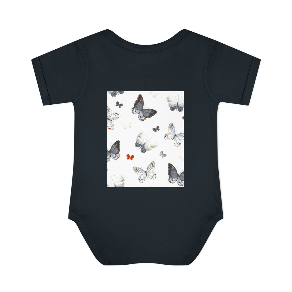 Cute Baby Bodysuit with Teddy Bear and Butterfly Print, Infant Gift, Newborn Outfit, Baby Shower Present, Spring Fashion