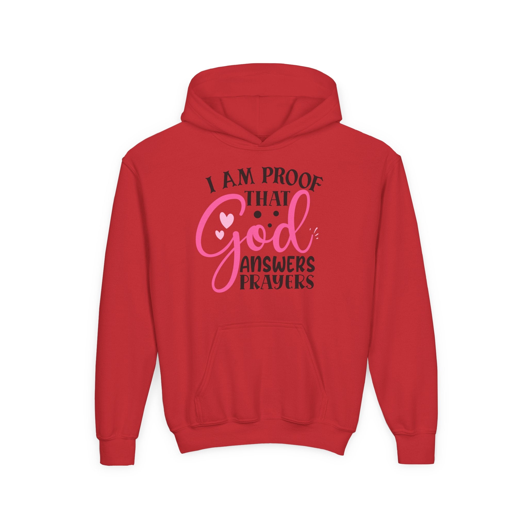 Youth Hooded Sweatshirt - Proof that God Answers Prayers, Religious Gift, Comfortable Hoodie, Faith-Based Apparel, Unique Youth Clothing