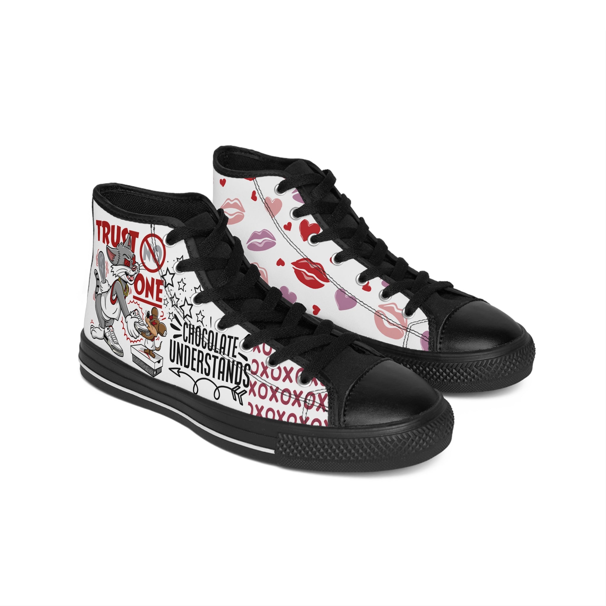 Trendy High-Top Sneakers for Creative Souls, Unique Gift for Artists, Fun Streetwear, Perfect for Valentine's, Graphic Kicks for Every [...]