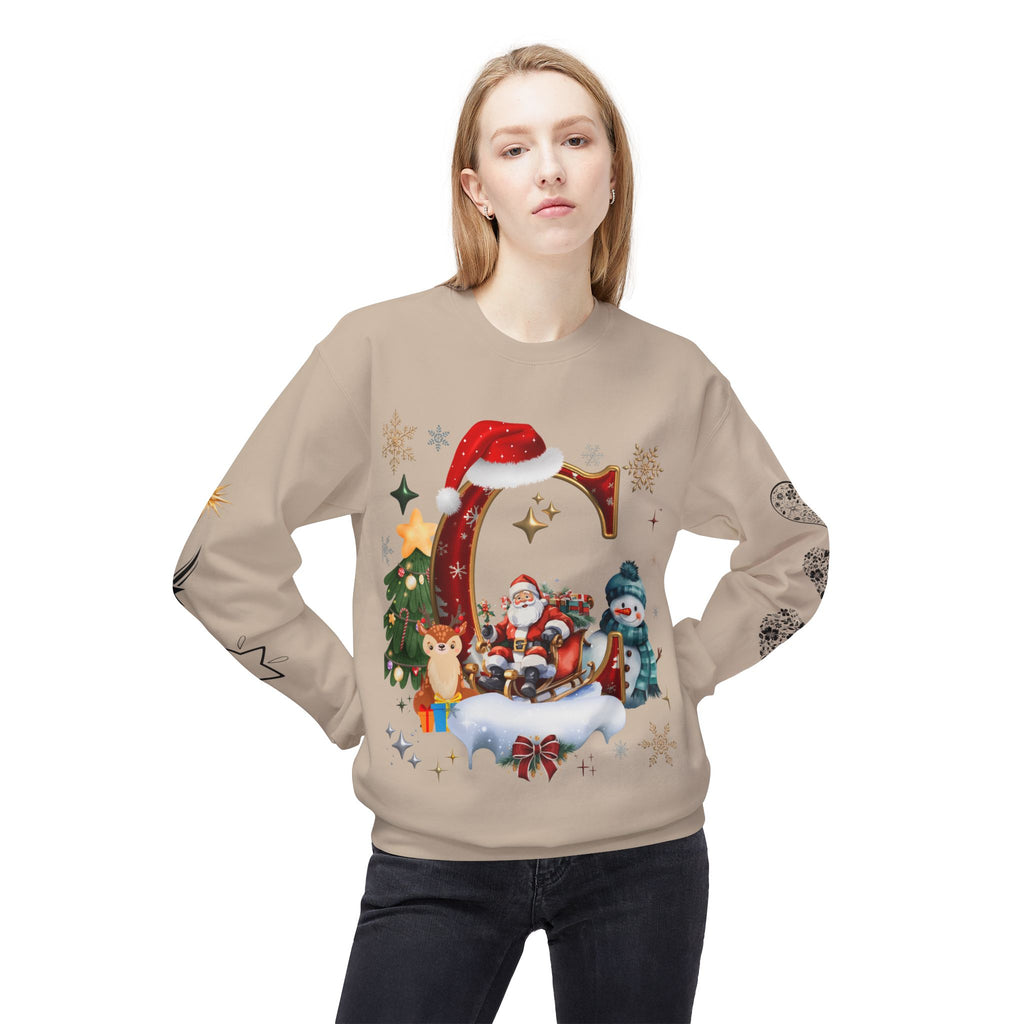 Christmas Angel Sweatshirt — Festive Santa & Guardian Angel Holiday Crewneck