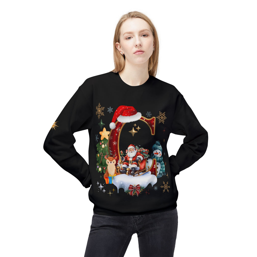 Christmas Angel Sweatshirt — Festive Santa & Guardian Angel Holiday Crewneck