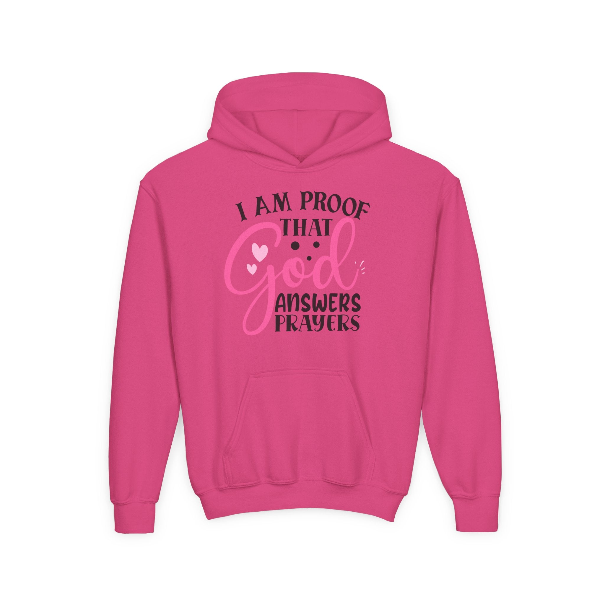 Youth Hooded Sweatshirt - Proof that God Answers Prayers, Religious Gift, Comfortable Hoodie, Faith-Based Apparel, Unique Youth Clothing