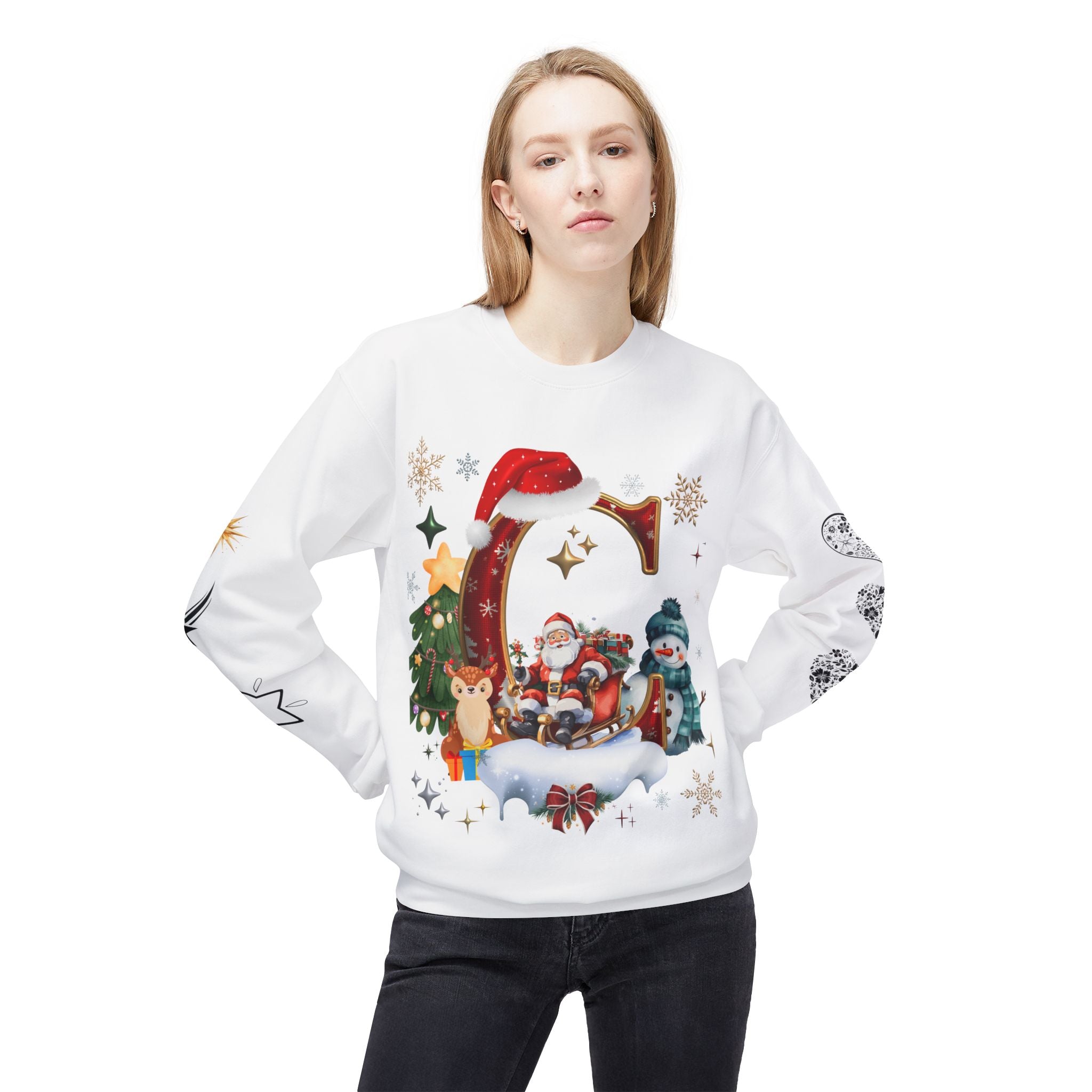 Christmas Angel Sweatshirt — Festive Santa & Guardian Angel Holiday Crewneck
