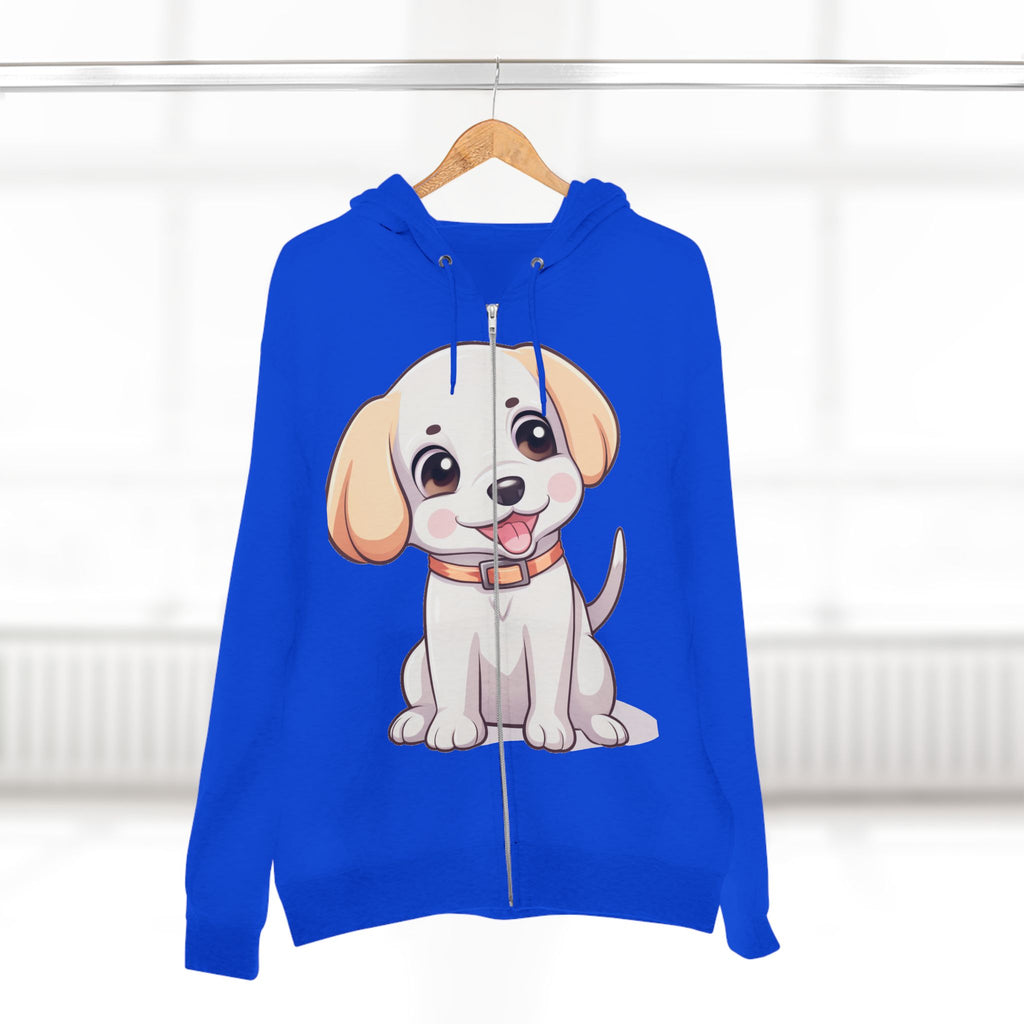 Zip Hoodie — Cute Puppy Front & "Football Vibes Only" Back | Playful Dog Lover Zip-Up for Game Days