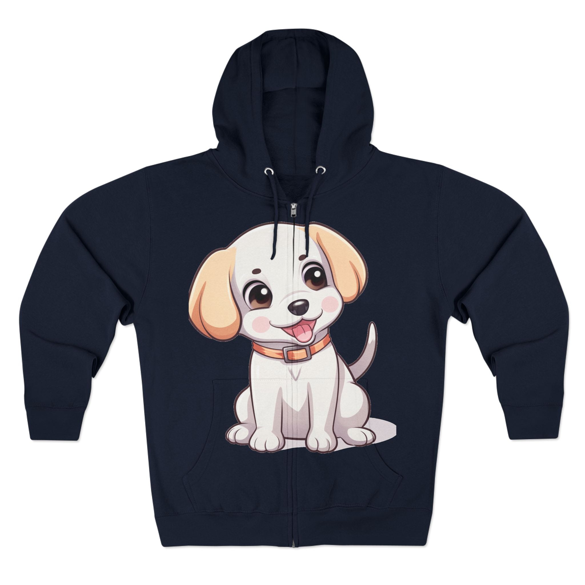 Zip Hoodie — Cute Puppy Front & "Football Vibes Only" Back | Playful Dog Lover Zip-Up for Game Days