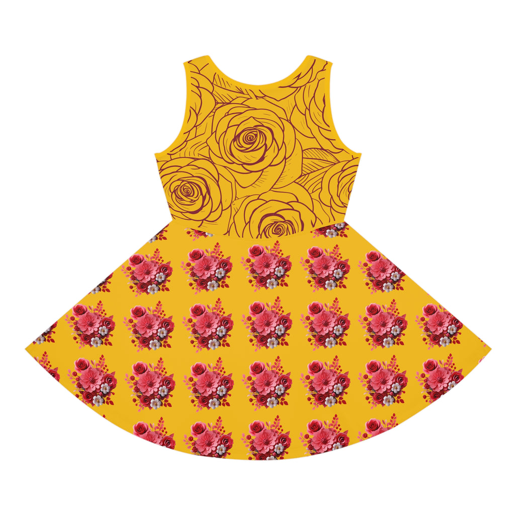 Girls' Floral Summer Sundress, Stylish Dress for Girls, Perfect for Birthdays, Playdates, Summer Parties, Flower Print Dress