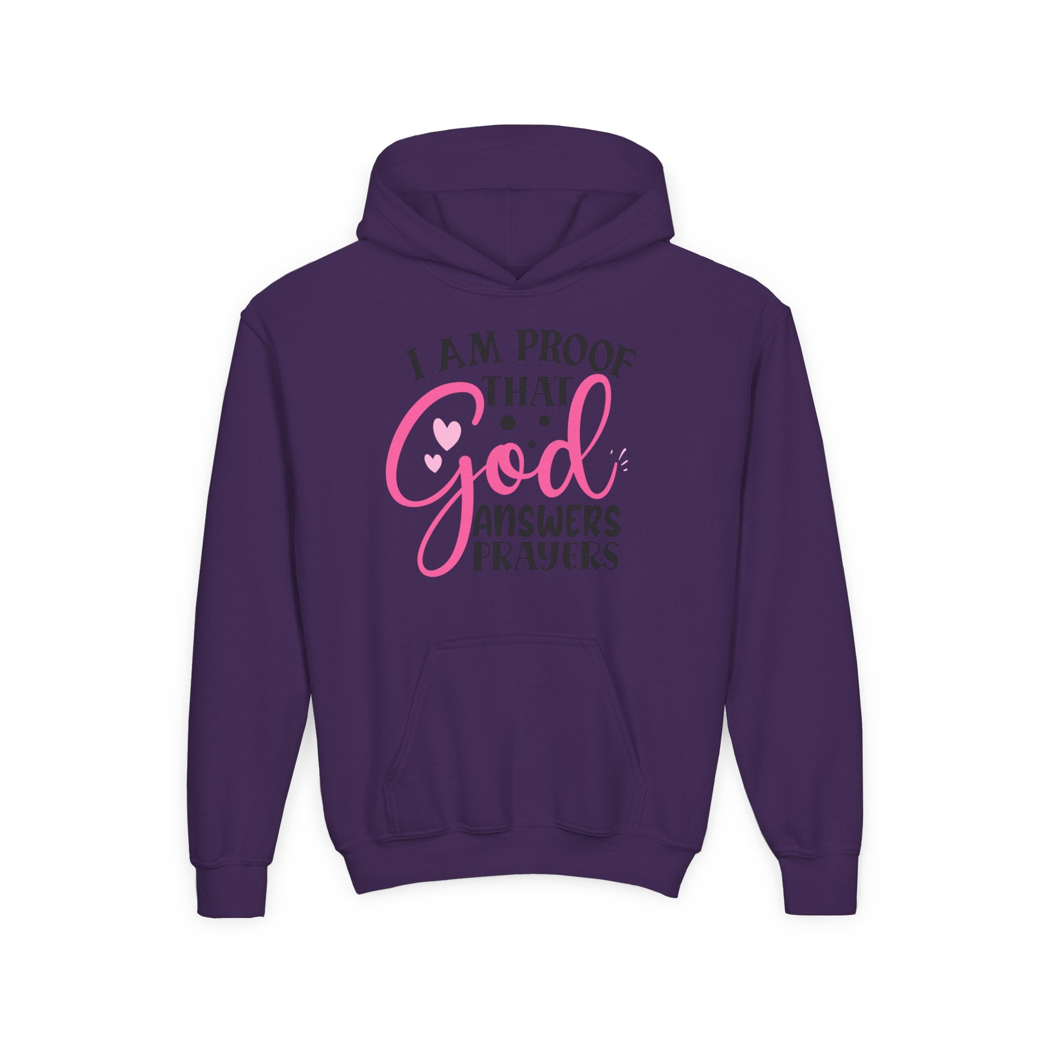 Youth Hooded Sweatshirt - Proof that God Answers Prayers, Religious Gift, Comfortable Hoodie, Faith-Based Apparel, Unique Youth Clothing
