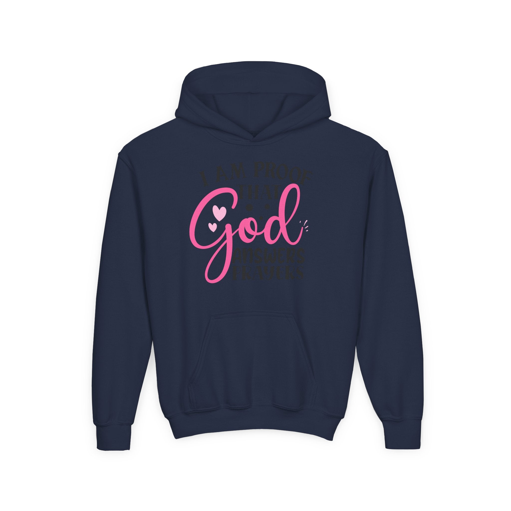 Youth Hooded Sweatshirt - Proof that God Answers Prayers, Religious Gift, Comfortable Hoodie, Faith-Based Apparel, Unique Youth Clothing
