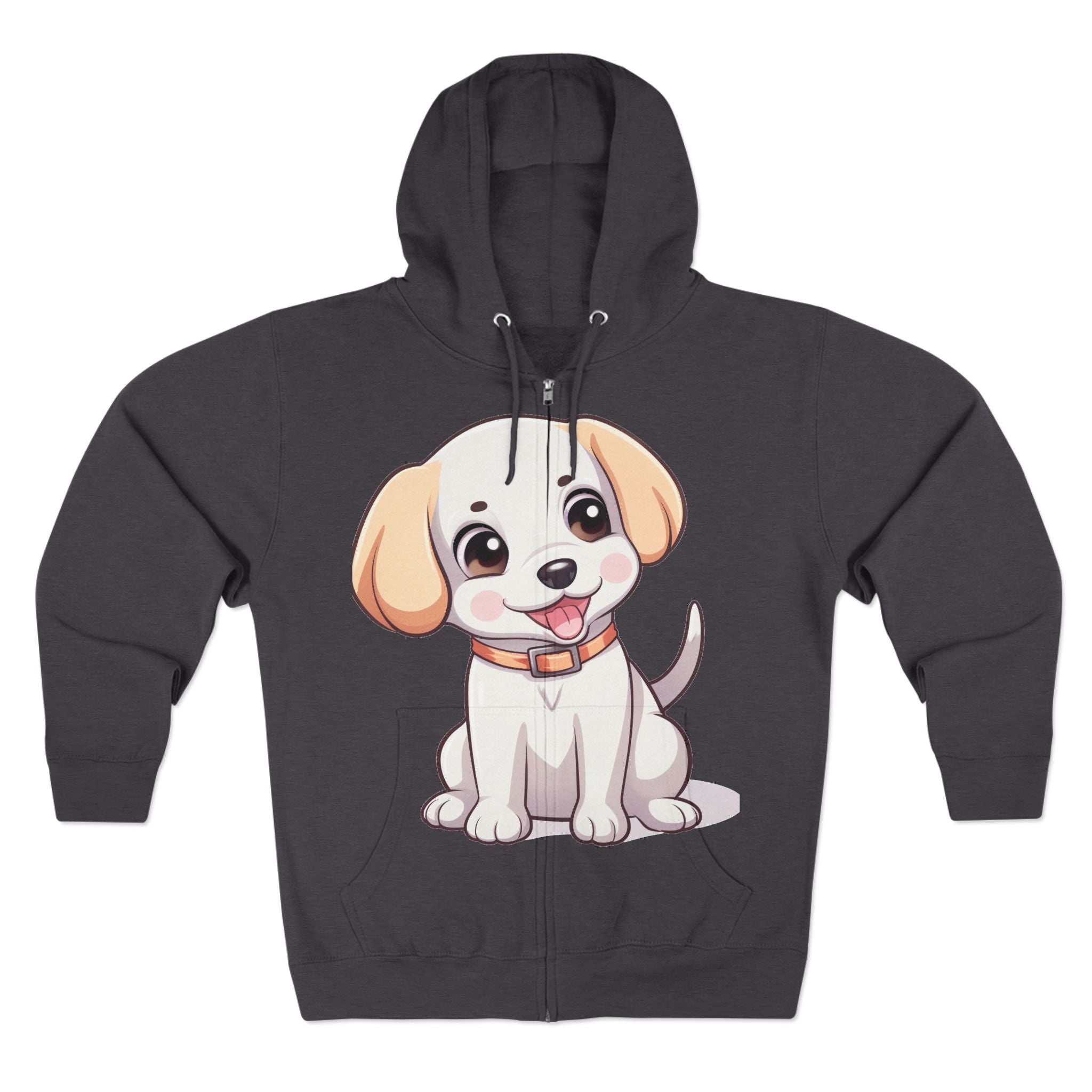 Zip Hoodie — Cute Puppy Front & "Football Vibes Only" Back | Playful Dog Lover Zip-Up for Game Days