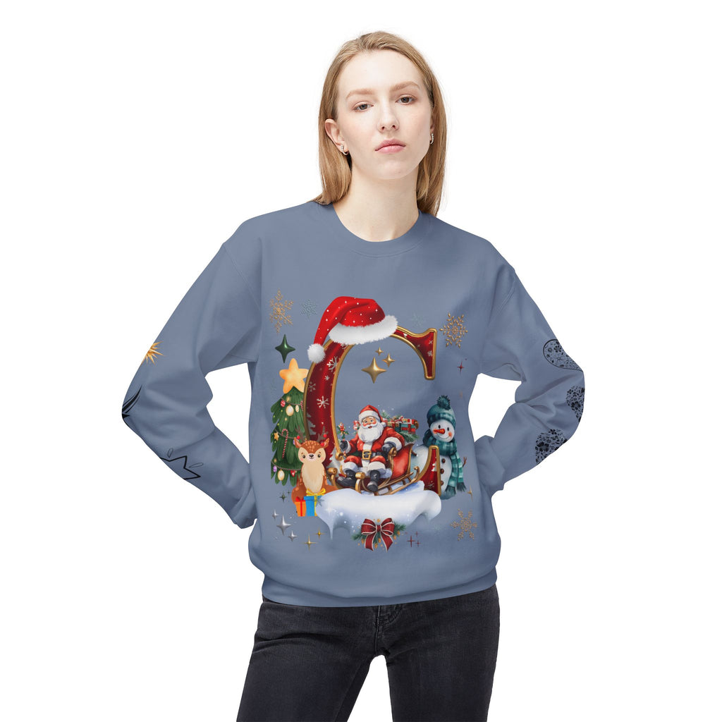 Christmas Angel Sweatshirt — Festive Santa & Guardian Angel Holiday Crewneck