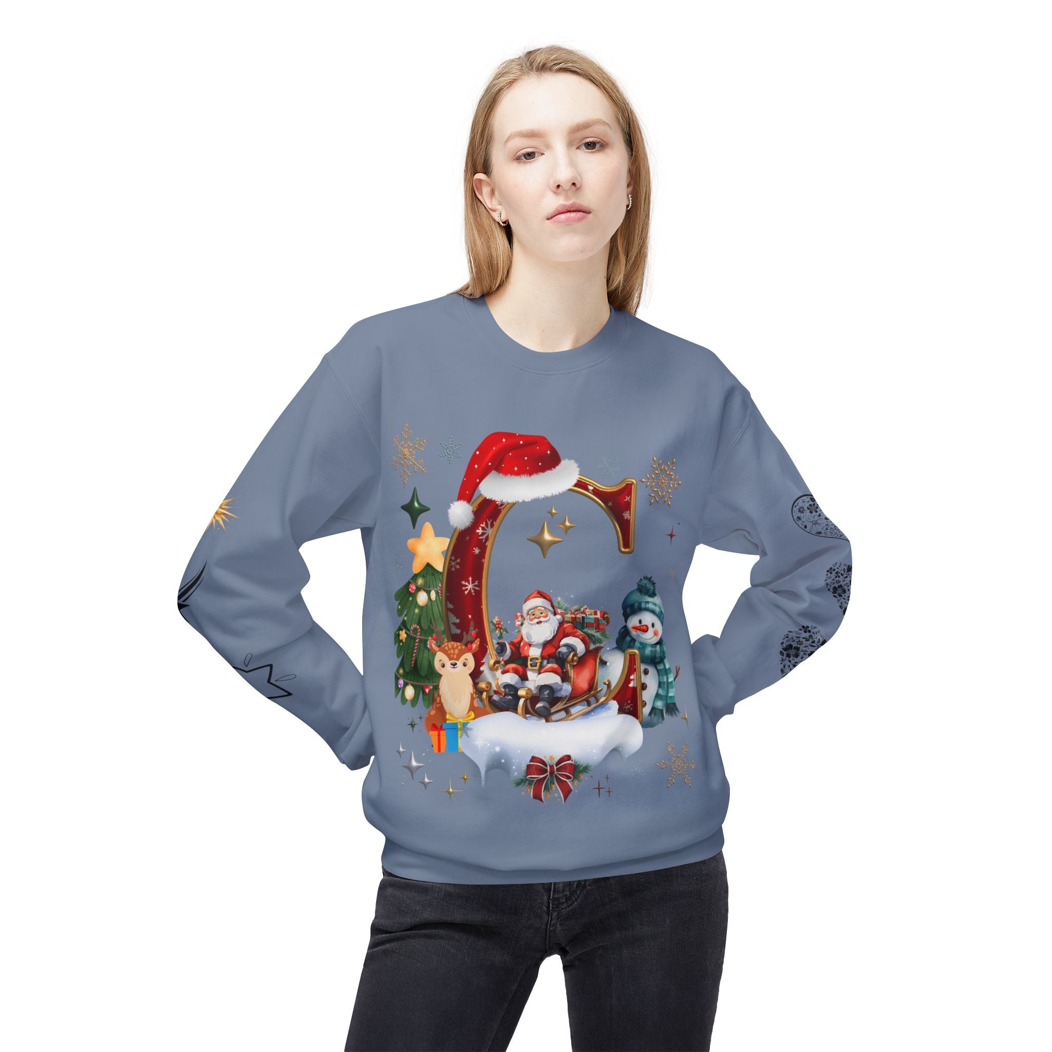 Christmas Angel Sweatshirt — Festive Santa & Guardian Angel Holiday Crewneck