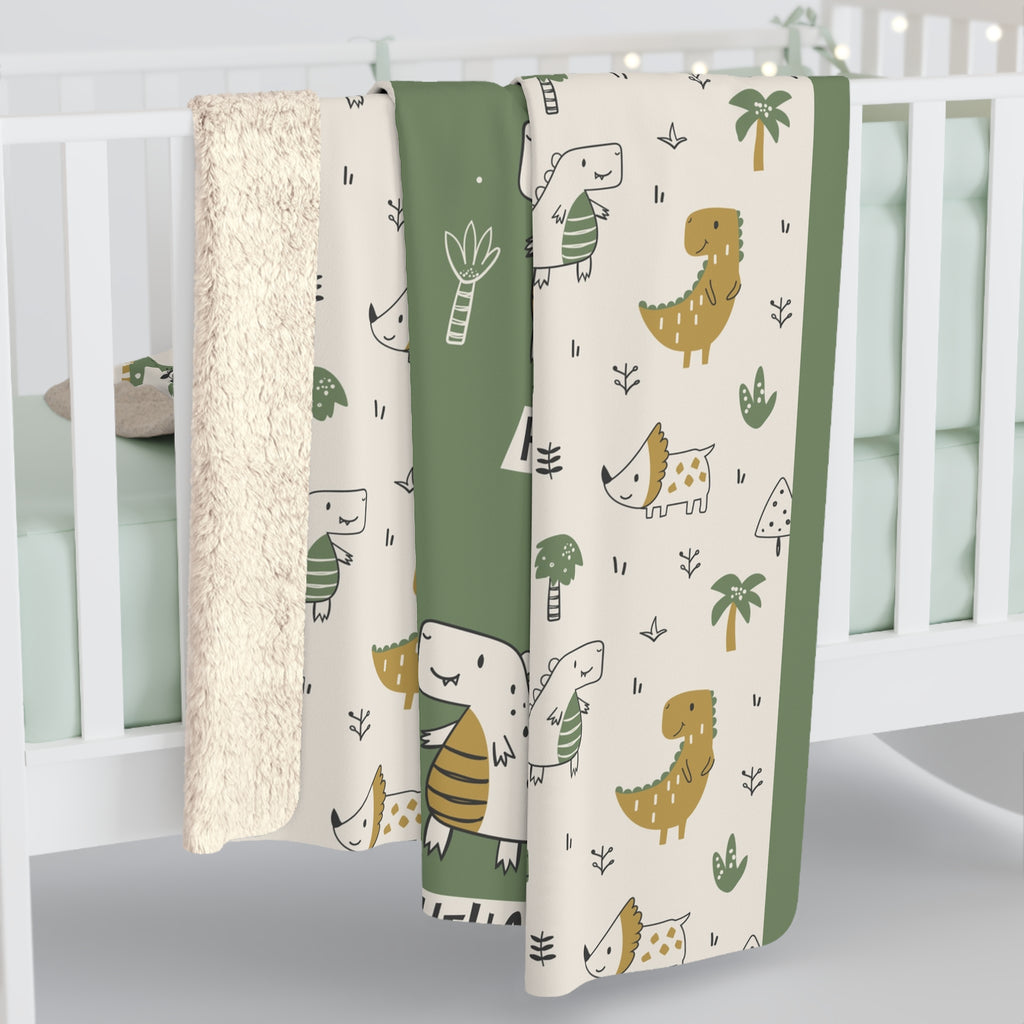 Cozy Dinosaur Sherpa Fleece Blanket, Soft Throw for Kids, Nursery Decor, Baby Shower Gift, Fun and Warm