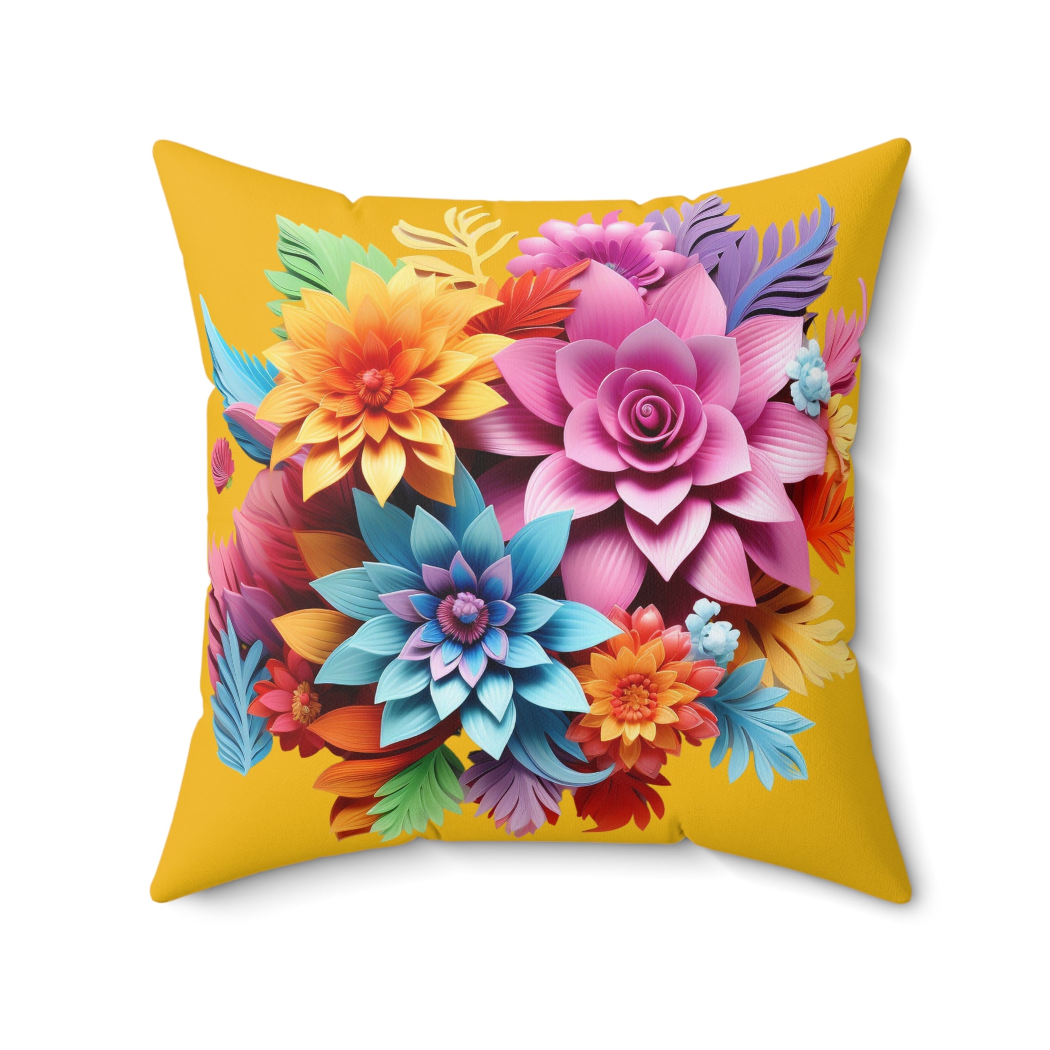 Colorful Floral & Cute Deer Throw Pillow - Decorative Cushion, Home Decor, Gift for Animal Lovers, Floral Accent, Cozy Living Room