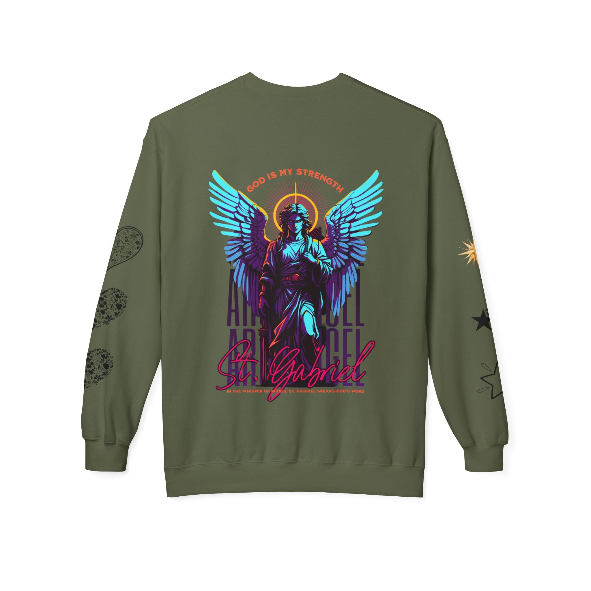 Christmas Angel Sweatshirt — Festive Santa & Guardian Angel Holiday Crewneck