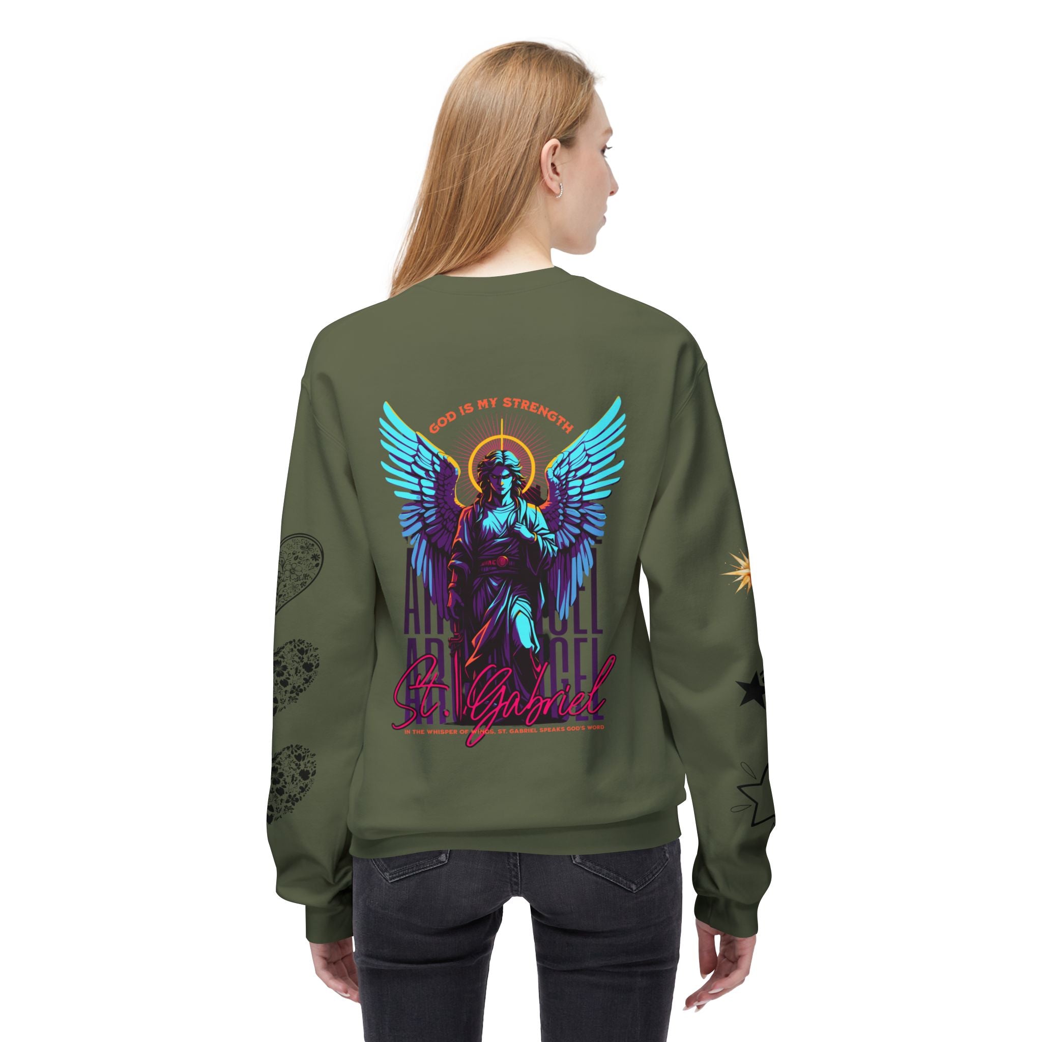 Christmas Angel Sweatshirt — Festive Santa & Guardian Angel Holiday Crewneck