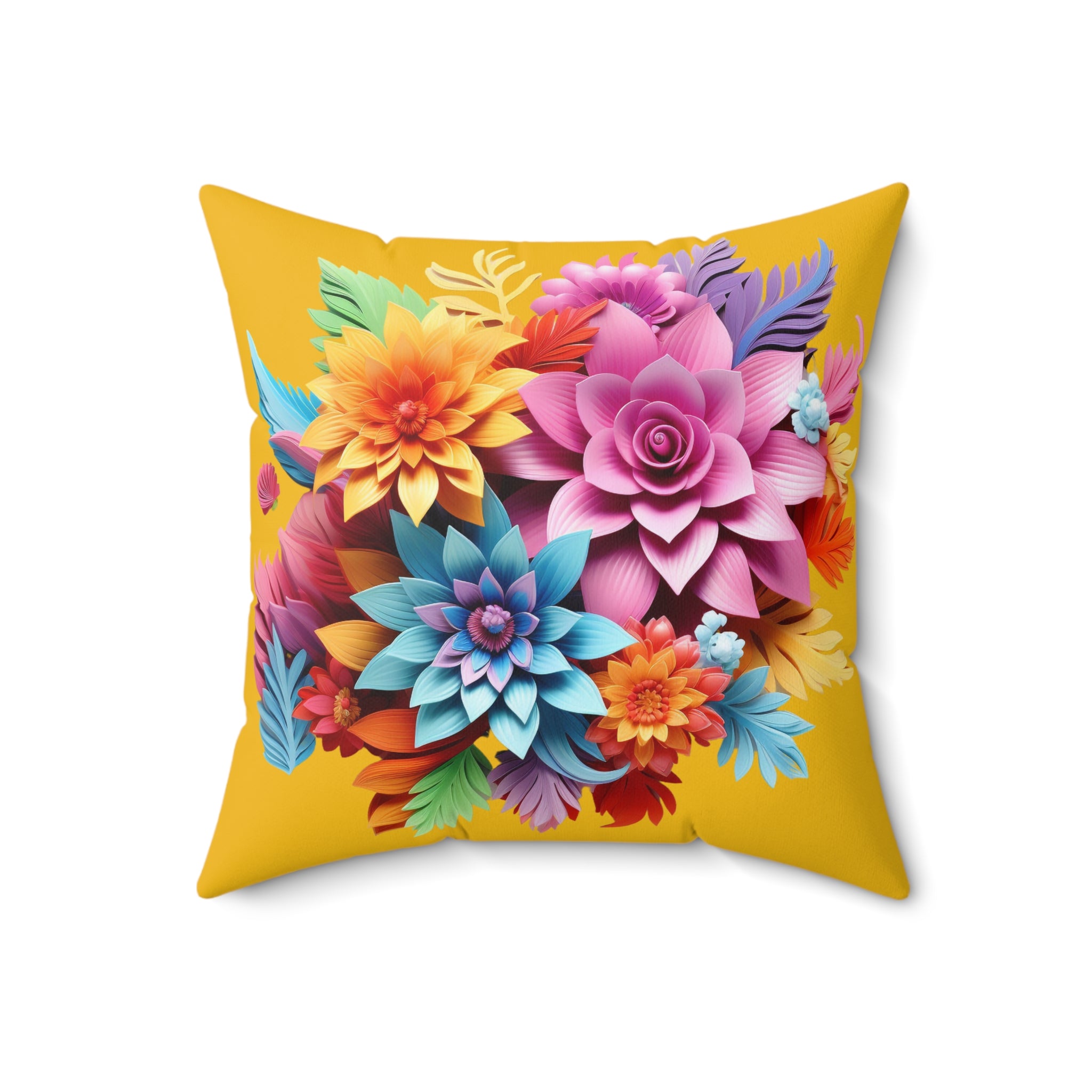 Colorful Floral & Cute Deer Throw Pillow - Decorative Cushion, Home Decor, Gift for Animal Lovers, Floral Accent, Cozy Living Room
