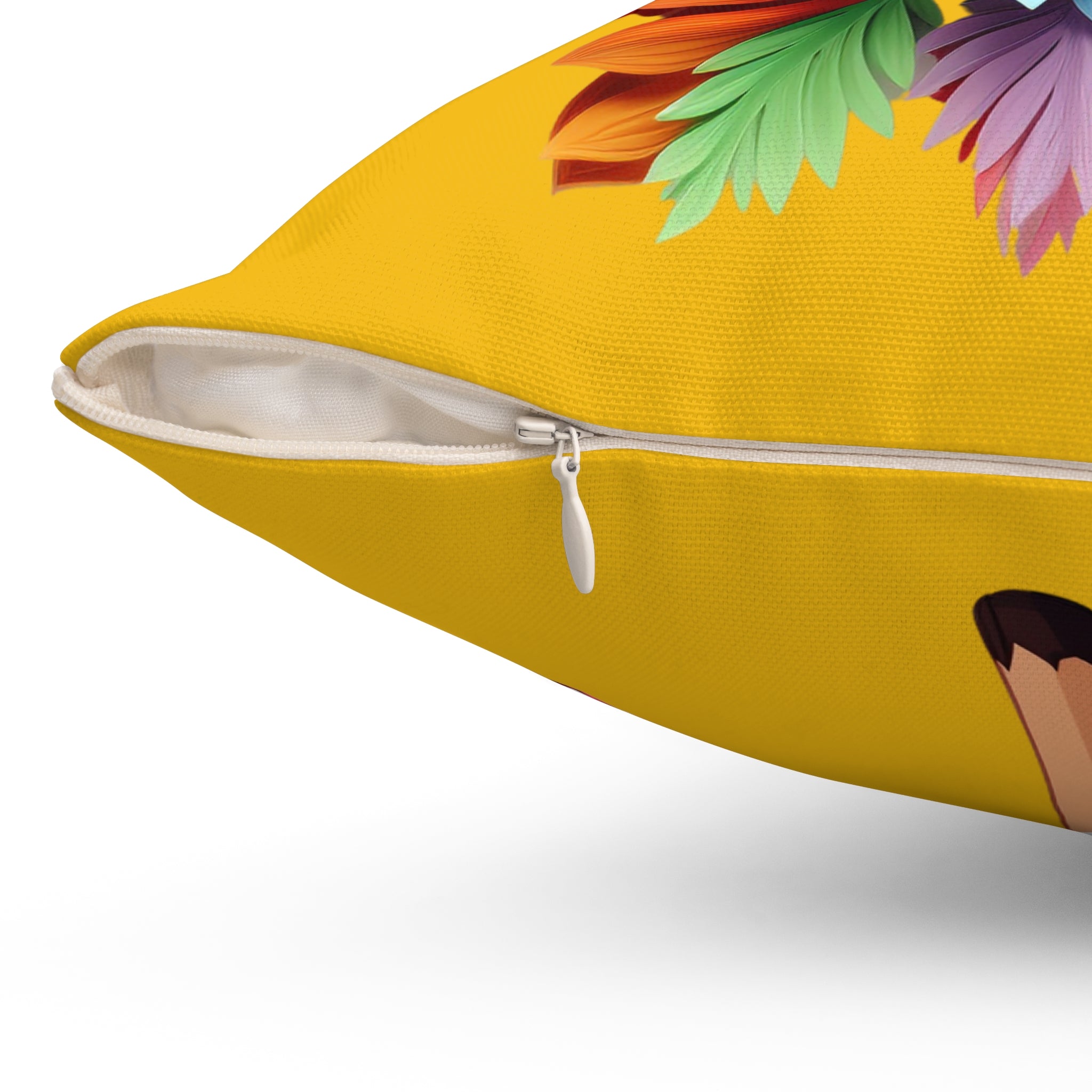 Colorful Floral & Cute Deer Throw Pillow - Decorative Cushion, Home Decor, Gift for Animal Lovers, Floral Accent, Cozy Living Room