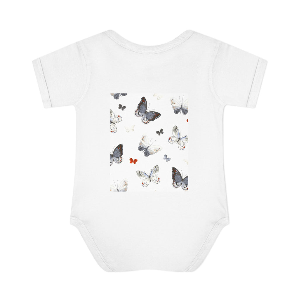 Cute Baby Bodysuit with Teddy Bear and Butterfly Print, Infant Gift, Newborn Outfit, Baby Shower Present, Spring Fashion