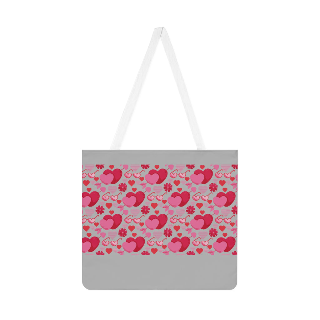 Love-Themed Shoulder Tote Bag, Cute Everyday Carryall, Gift for Mom, Valentine's Day Accessory, Floral Heart Design