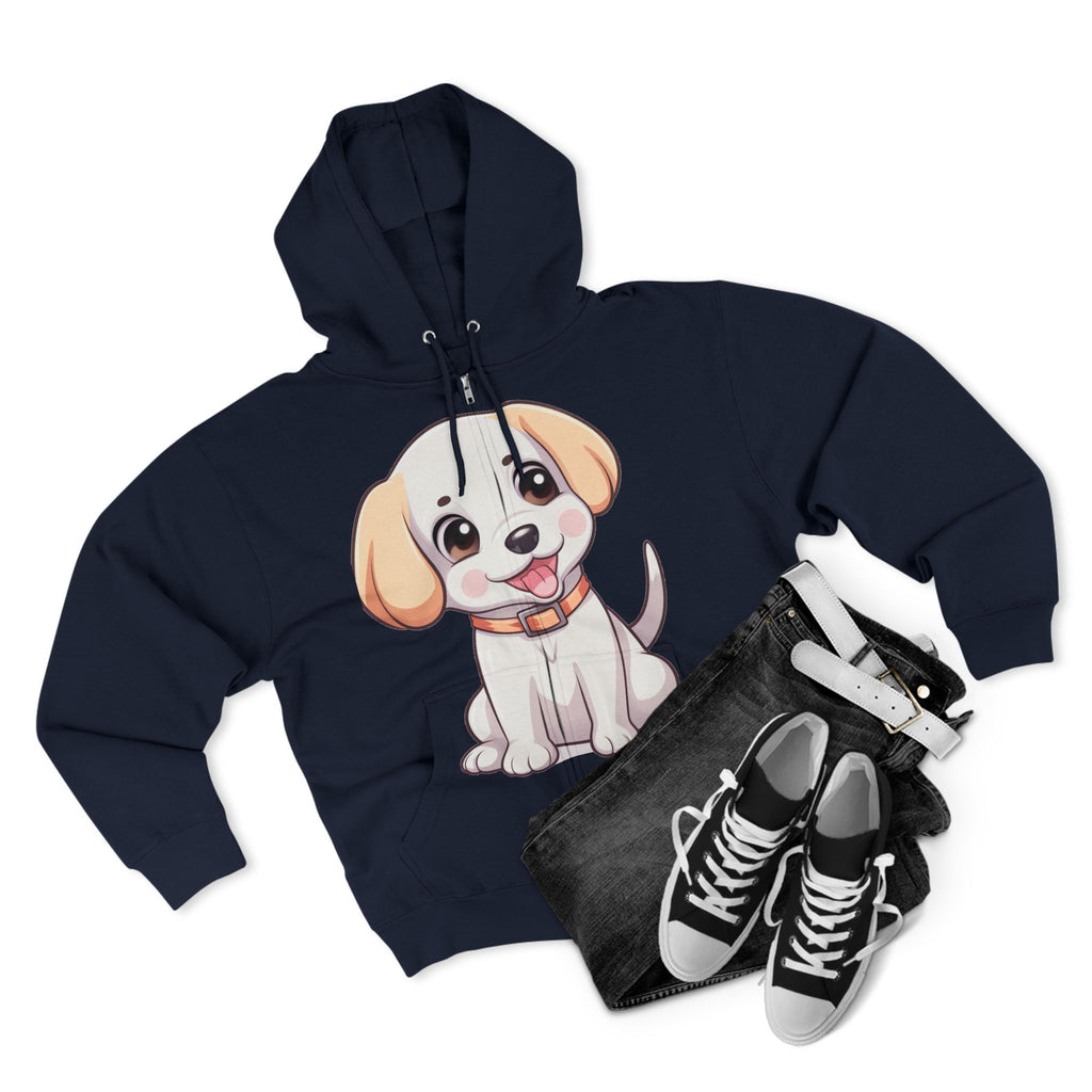 Zip Hoodie — Cute Puppy Front & "Football Vibes Only" Back | Playful Dog Lover Zip-Up for Game Days